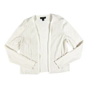 Ann Taylor Open Front Ribbed Cardigan Sweater Ivory size Large L